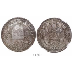 Lima, Peru, silver medal, 1826, lifetime presidency of Bolivar and invocation of Constitution, encap