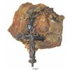 Image 1 : Brass cross with Jesus figure (complete) encrusted into piece of impacted debris.