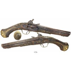 Spanish miquelet-lock pistol, 1700s.