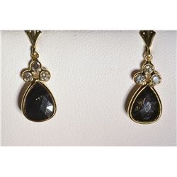 14kt Gold Black & White Diamond Earrings