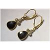 Image 2 : 14kt Gold Black & White Diamond Earrings