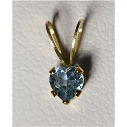 14K Gold Blue Topaz Heart-shaped Pendant