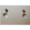 Image 1 : 14K Gold Freshwater Pearl & Iolite Earrings