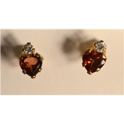 10K Gold Garnet & Cubic Zirconia Earrings