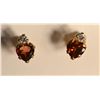 Image 1 : 10K Gold Garnet & Cubic Zirconia Earrings