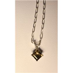 St Silver & Smokey Quartz Pendant Necklace