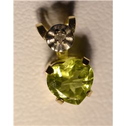 10K Gold Peridot & Diamond Pendant