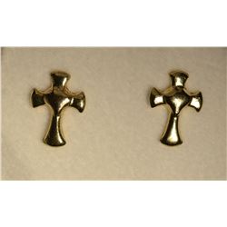 14K Gold Cross Earrings