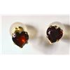 Image 1 : 14K Gold Garnet Heart-shaped Earrings