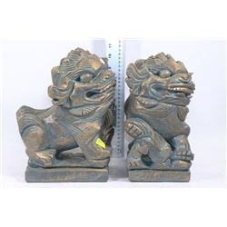 PAIR OF DECORATIVE CHINESE LION STATUETTES