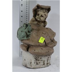 BOY AND FROG GARDEN ORNAMENT