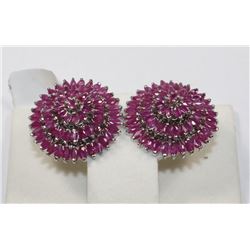 STERLING SILVER AND NATURAL RUBY EARRINGS