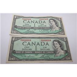 TWO 1954 ONE DOLLAR BANKNOTES