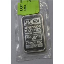 JOHNSON MATTEY 1 OZ SILVER BAR, .999