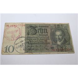 WAFFEN-SS GERMAN 10 MARK BANKNOTE