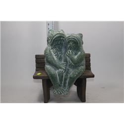FROGS IN LOVE ON BENCH GARDEN ORNAMENT