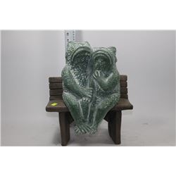 FROGS IN LOVE ON BENCH GARDEN ORNAMENT