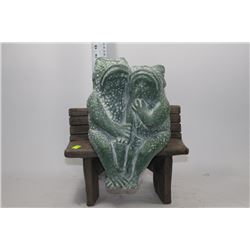 FROGS IN LOVE ON BENCH GARDEN ORNAMENT