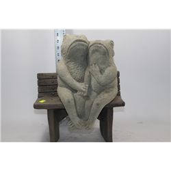 FROGS IN LOVE ON BENCH GARDEN ORNAMENT
