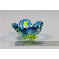 BLUE & GREEN ART GLASS DISH