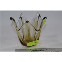 YELLOW ART GLASS DISH