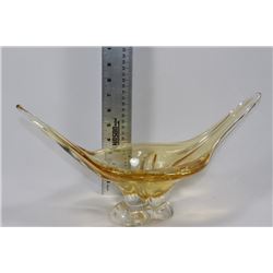 YELLOW ART GLASS DISH
