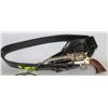 Image 1 : LEATHER GUN BELT WITH 6-SHOOTER REPLICA GUN