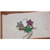 Image 1 : .925 SILVER NATURAL RUBY, EMERALD & CZ RING -
