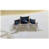Image 1 : .925 SILVER NATURAL SAPPHIRE & CZ RING - SIZE 5.5