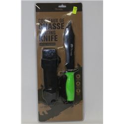 OLYMPIA GREEN HANDLED HUNTING KNIFE WITH SHEATH