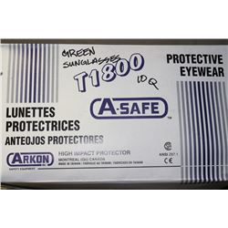 CASE OF 10 PAIRS OF SAFETEY GLASSES - GREEN