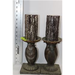 STANDING LEAF CANDLE HOLDERS W/ CANDLES