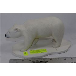 HAND CARVED BALSA WOOD POLAR BEAR SCULPTURE