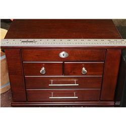 JUMBO CHERRY WOOD JEWELLERY BOX W/ 2 KEYS