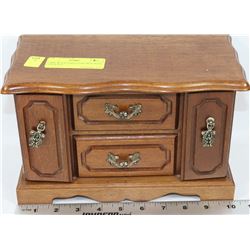 DARK WOOD JEWELLERY BOX WITH CONTENTS
