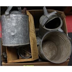 ASSORTMENT OF GALVANIZED WATERING CANS