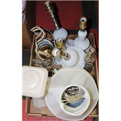 FLAT OF ASSORTED LAMPS ETC INCLUDES SOME VINTAGE