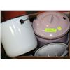 Image 1 : VINTAGE PINK ENAMEL POT AND ASSORTED ENAMELWARE
