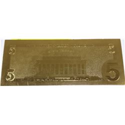 US GOLD FOILED $5 BANK NOTE