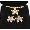 Image 1 : RUBY PENDANT NECKLACE & EARRINGS SET