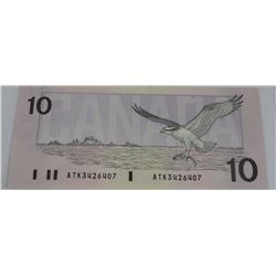 1986 GEM UNC OSPREY TEN DOLLAR NOTE