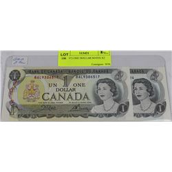UNC 1973 ONE DOLLAR NOTES X2