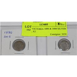 QUEEN VICTORIA 1886 & 1888 SILVER NICKEL X2