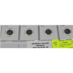 GEORGE V SILVER 5 CENTS 1917-18-19-20 X4