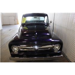 PURPLE 1956 FORD F-100 WITH A V8 ENGINE
