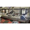 Image 1 : GREY LEATHER RECLINING SOFA WITH LOVESEAT