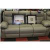 Image 2 : GREY LEATHER RECLINING SOFA WITH LOVESEAT