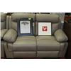 Image 3 : GREY LEATHER RECLINING SOFA WITH LOVESEAT