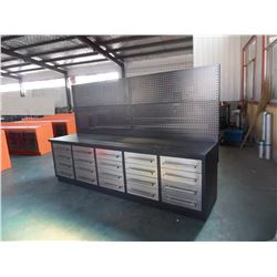 NEW 10ft 20 DRAWER HD WORK BENCH W/ HANGING WALL