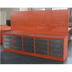NEW 10ft 20 DRAWER HD WORK BENCH W/ HANGING WALL